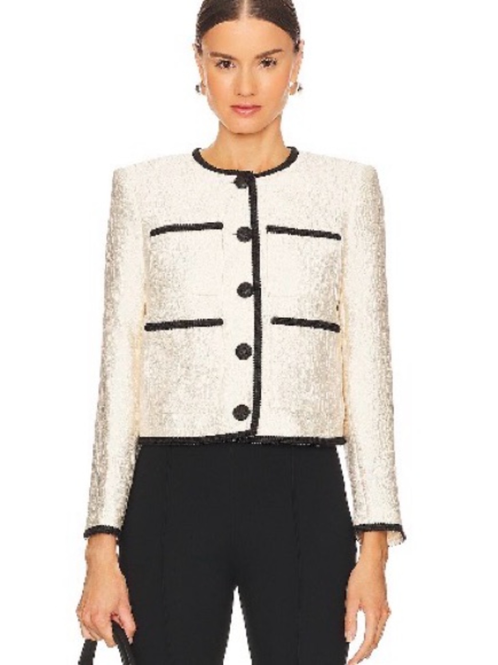 Veronica Beard Cream Jacket with Black Trim